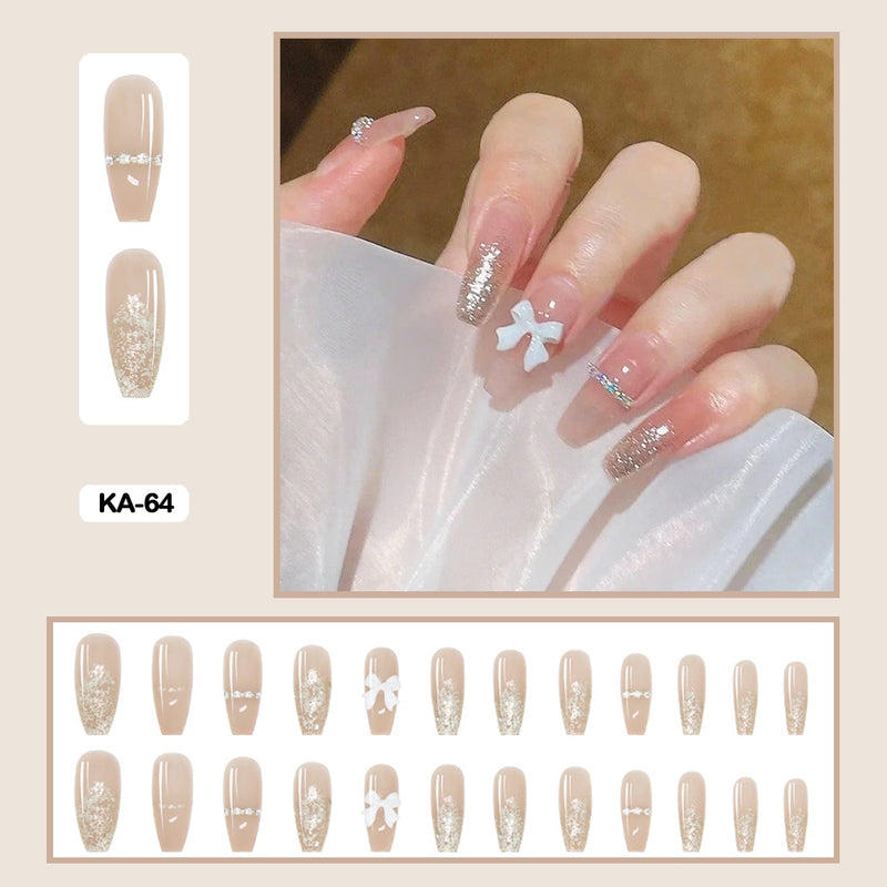 24 pçs/caixa de unhas postiças - Nail Art reutilizáveis - Unhas auto adesivas.