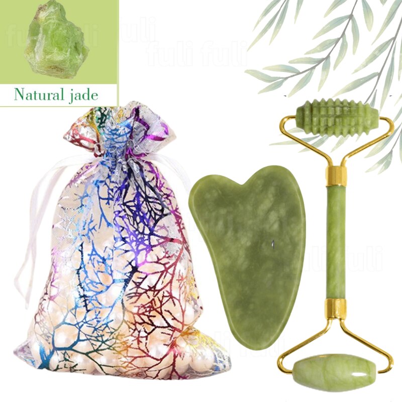 3 pcs Natural Pedra de Jade  - Pedra de Quartzo Rosa - Ferramentas para Rosto Pescoço Costas Corpo.