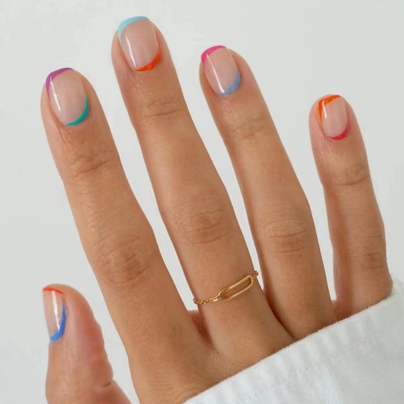 24 pçs/caixa charmosas unhas postiças, adesivas, cobertura completa, destacável, unhas acrílicas.