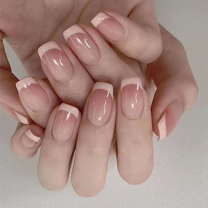 24 pçs/caixa charmosas unhas postiças, adesivas, cobertura completa, destacável, unhas acrílicas.