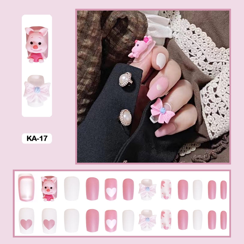 24 pçs/caixa de unhas postiças - Nail Art reutilizáveis - Unhas auto adesivas.