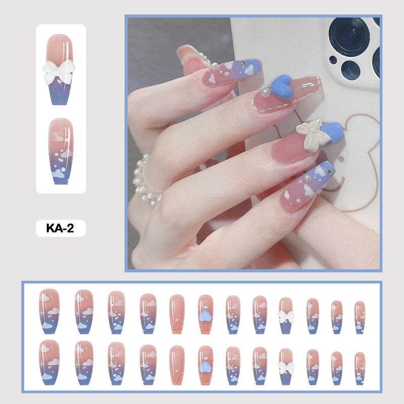 24 pçs/caixa de unhas postiças - Nail Art reutilizáveis - Unhas auto adesivas.