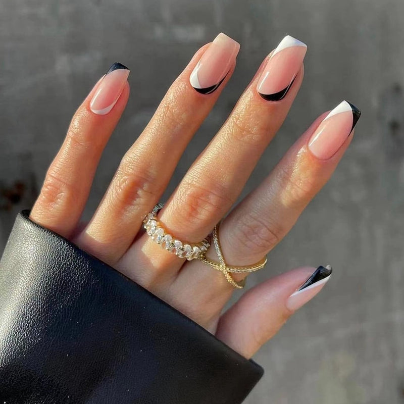 24 pçs/caixa charmosas unhas postiças, adesivas, cobertura completa, destacável, unhas acrílicas.