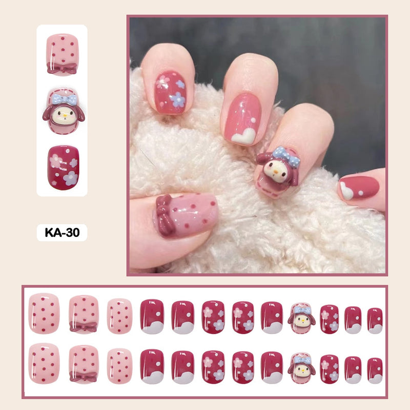 24 pçs/caixa de unhas postiças - Nail Art reutilizáveis - Unhas auto adesivas.