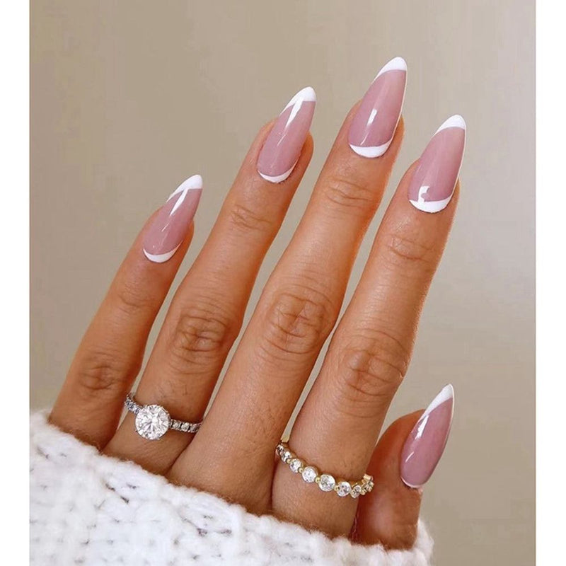 24 pçs/caixa charmosas unhas postiças, adesivas, cobertura completa, destacável, unhas acrílicas.