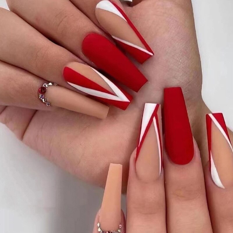 24 unidades de unhas artificiais com cola - design Impresso - destacável.