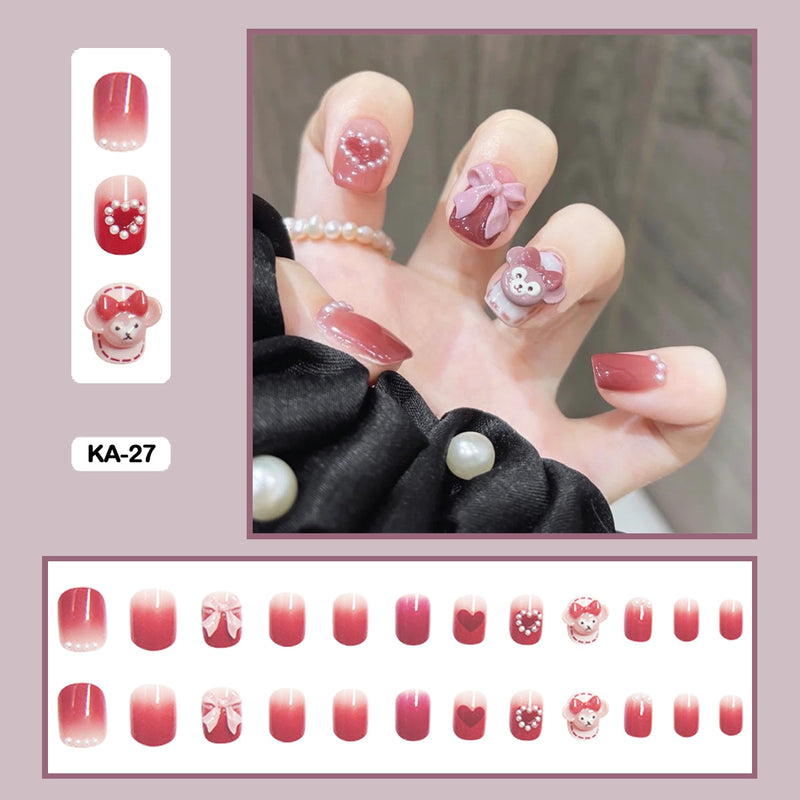 24 pçs/caixa de unhas postiças - Nail Art reutilizáveis - Unhas auto adesivas.