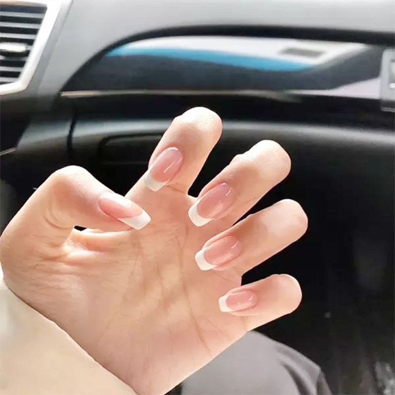 24 Pçs de Cabeça Oval de Unhas Postiças - Rosa Amêndoa. Unhas Falsas Artificiais Com Cola Cobertura Completa.