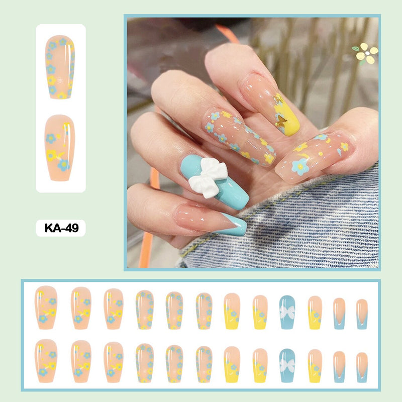 24 pçs/caixa de unhas postiças - Nail Art reutilizáveis - Unhas auto adesivas.