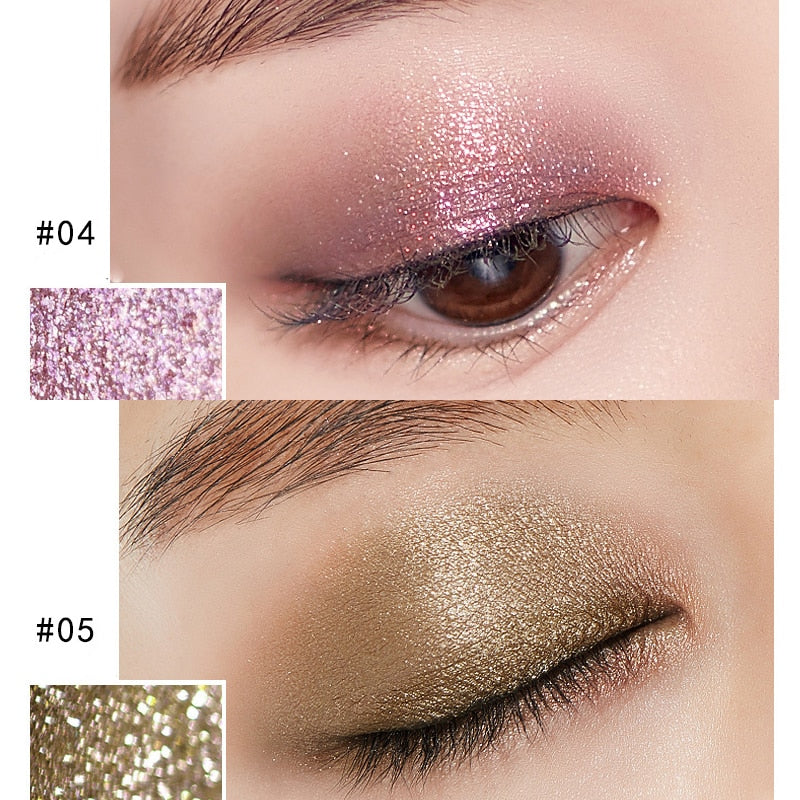 15 Cores Metálicas Brilhantes de Sombras c/ Glitter - Delineador Líquido - Caneta Delineadora de Olhos Pigmento de Maquiagem À Prova D' Água Sombra de Olho Cosmética.