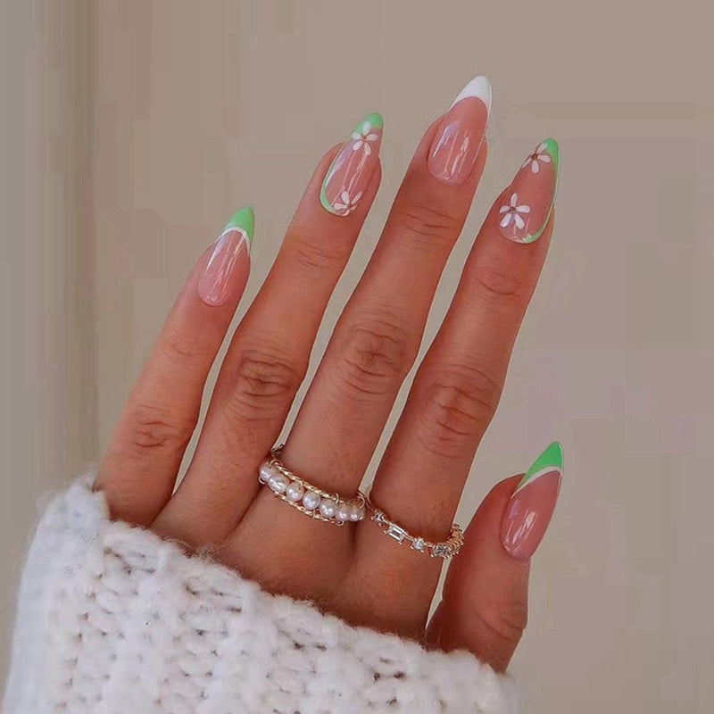 24 Pçs de Cabeça Oval de Unhas Postiças - Rosa Amêndoa. Unhas Falsas Artificiais Com Cola Cobertura Completa.