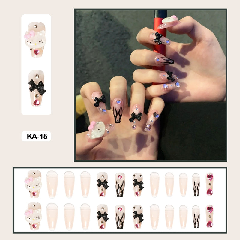 24 pçs/caixa de unhas postiças - Nail Art reutilizáveis - Unhas auto adesivas.