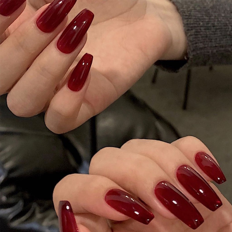 24 pçs/caixa charmosas unhas postiças, adesivas, cobertura completa, destacável, unhas acrílicas.