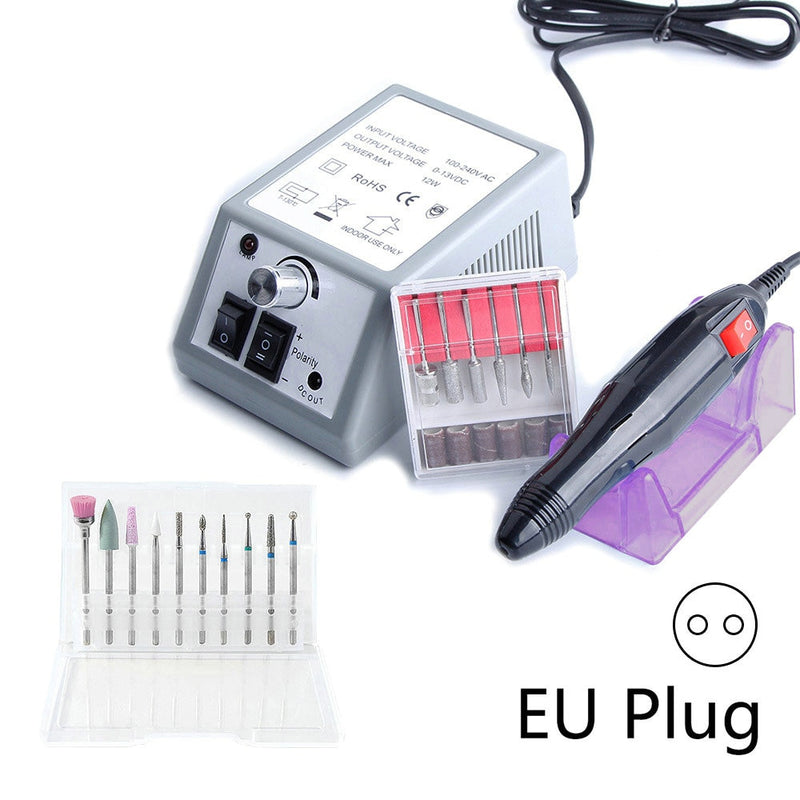 Lixadeira de unhas - Aparelho elétrico para manicure - Conjunto de brocas e Fresas com 10 peças Conjunto de removedor de cutícula - Máquina de pedicure - Arte em unhas.