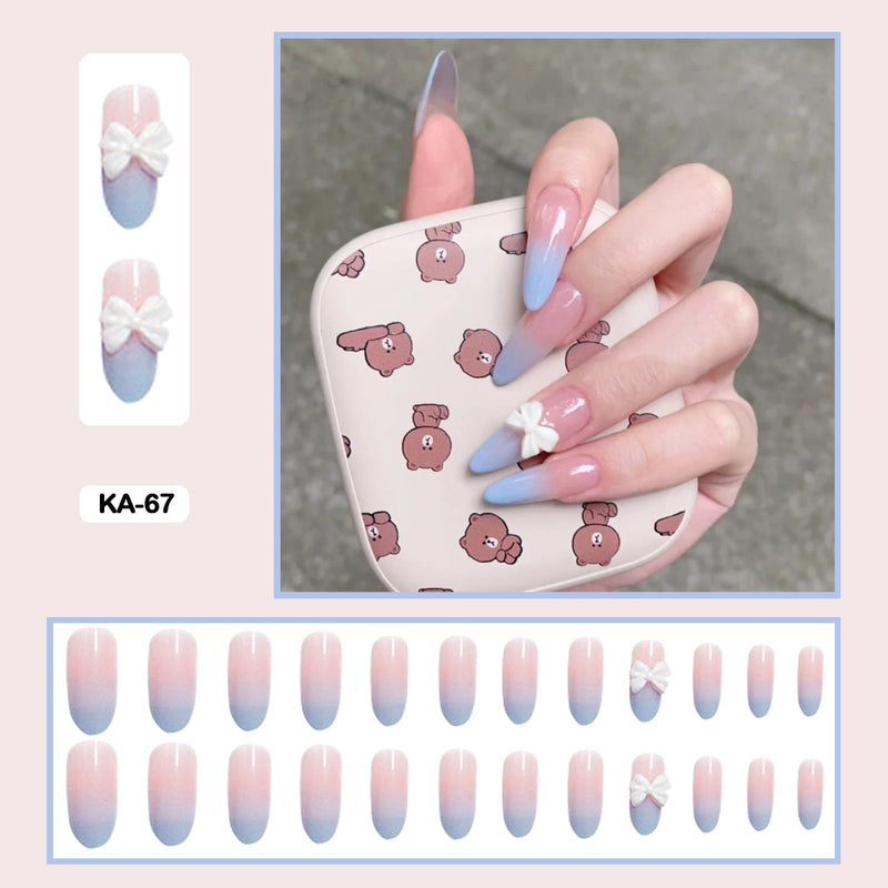 24 pçs/caixa de unhas postiças - Nail Art reutilizáveis - Unhas auto adesivas.