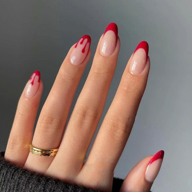 24 Pçs de Cabeça Oval de Unhas Postiças - Rosa Amêndoa. Unhas Falsas Artificiais Com Cola Cobertura Completa.