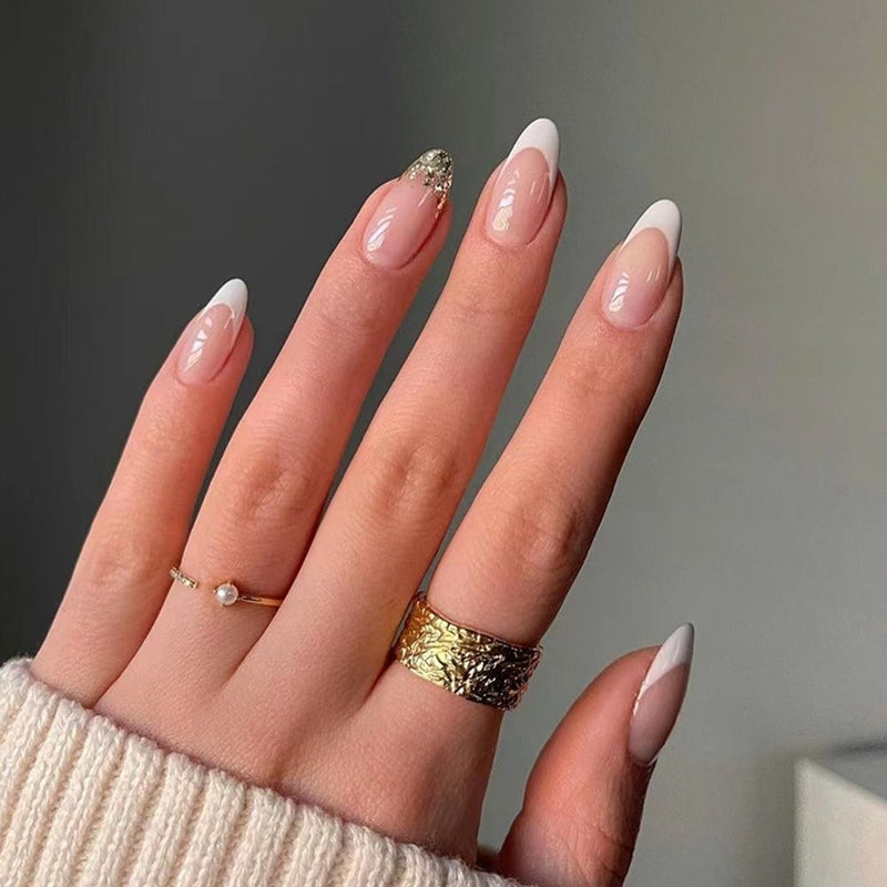 24 Pçs de Cabeça Oval de Unhas Postiças - Rosa Amêndoa. Unhas Falsas Artificiais Com Cola Cobertura Completa.