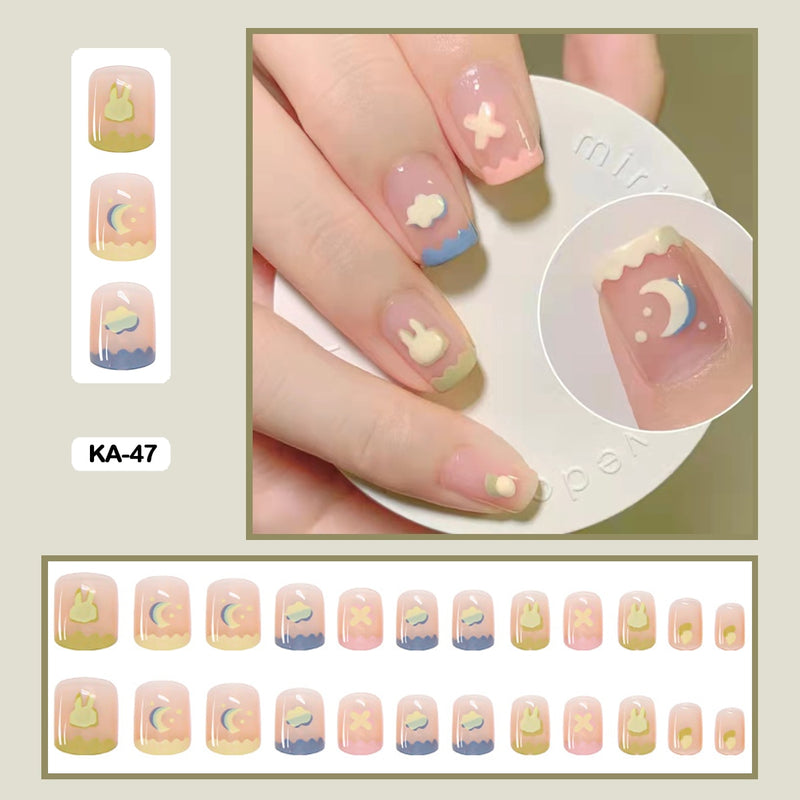 24 pçs/caixa de unhas postiças - Nail Art reutilizáveis - Unhas auto adesivas.