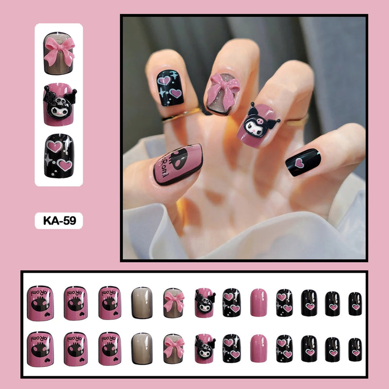 24 pçs/caixa de unhas postiças - Nail Art reutilizáveis - Unhas auto adesivas.