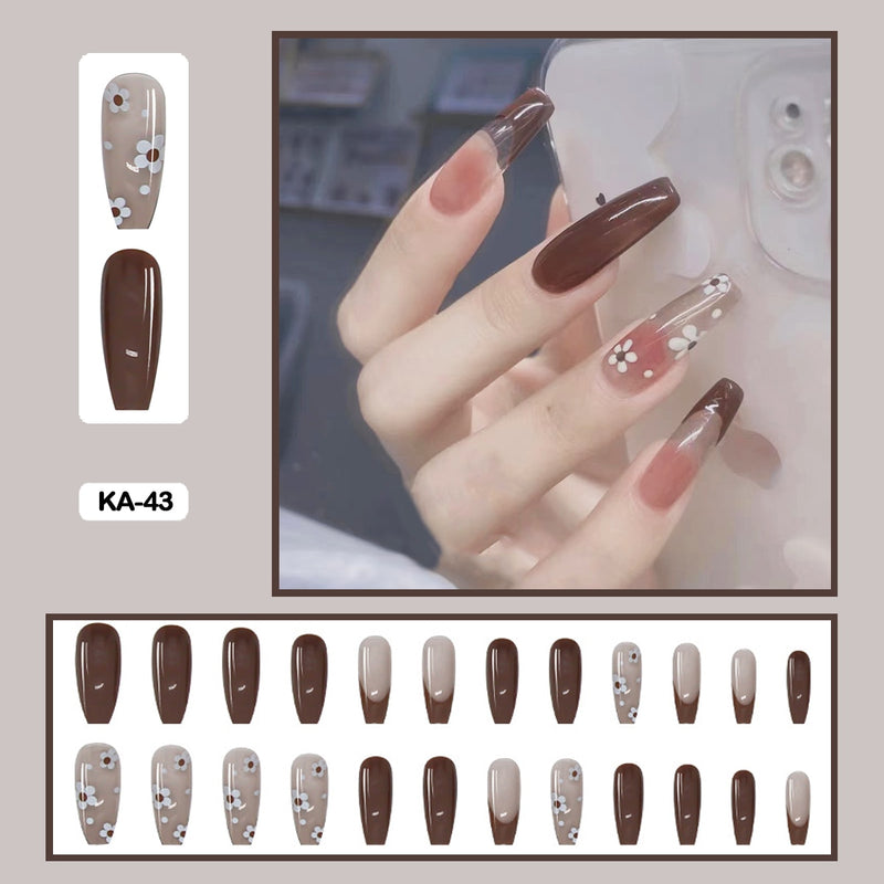 24 pçs/caixa de unhas postiças - Nail Art reutilizáveis - Unhas auto adesivas.