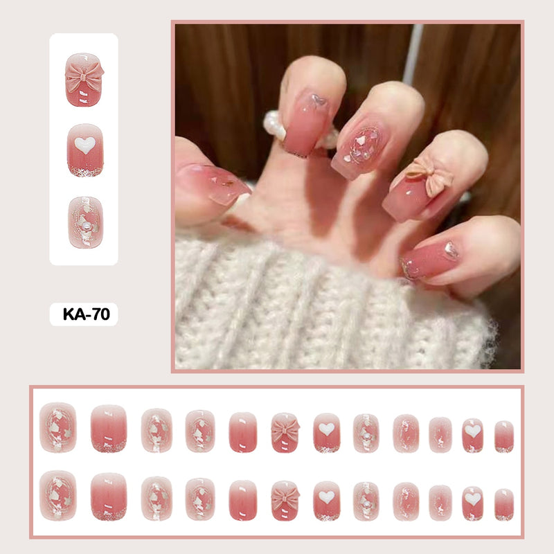 24 pçs/caixa de unhas postiças - Nail Art reutilizáveis - Unhas auto adesivas.