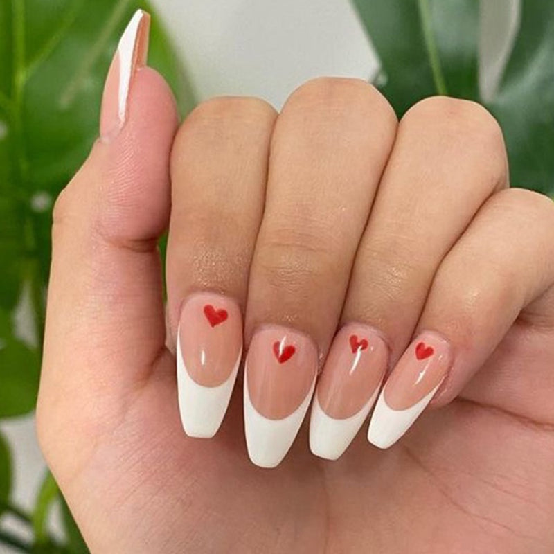 24Pcs Unhas Postiças Comprimento Médio - Bailarina Cor Nude e Rosa Unhas com cola de pressão.