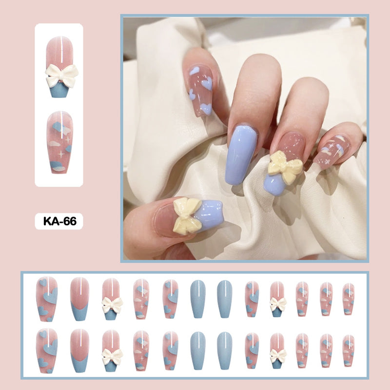 24 pçs/caixa de unhas postiças - Nail Art reutilizáveis - Unhas auto adesivas.