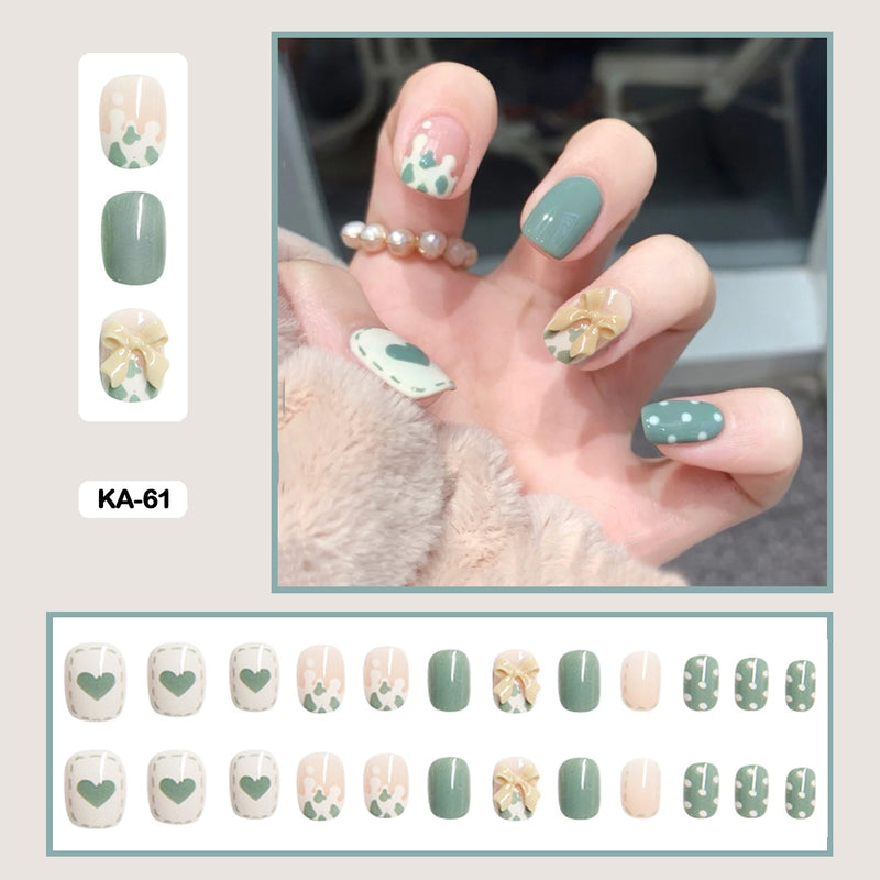 24 pçs/caixa de unhas postiças - Nail Art reutilizáveis - Unhas auto adesivas.