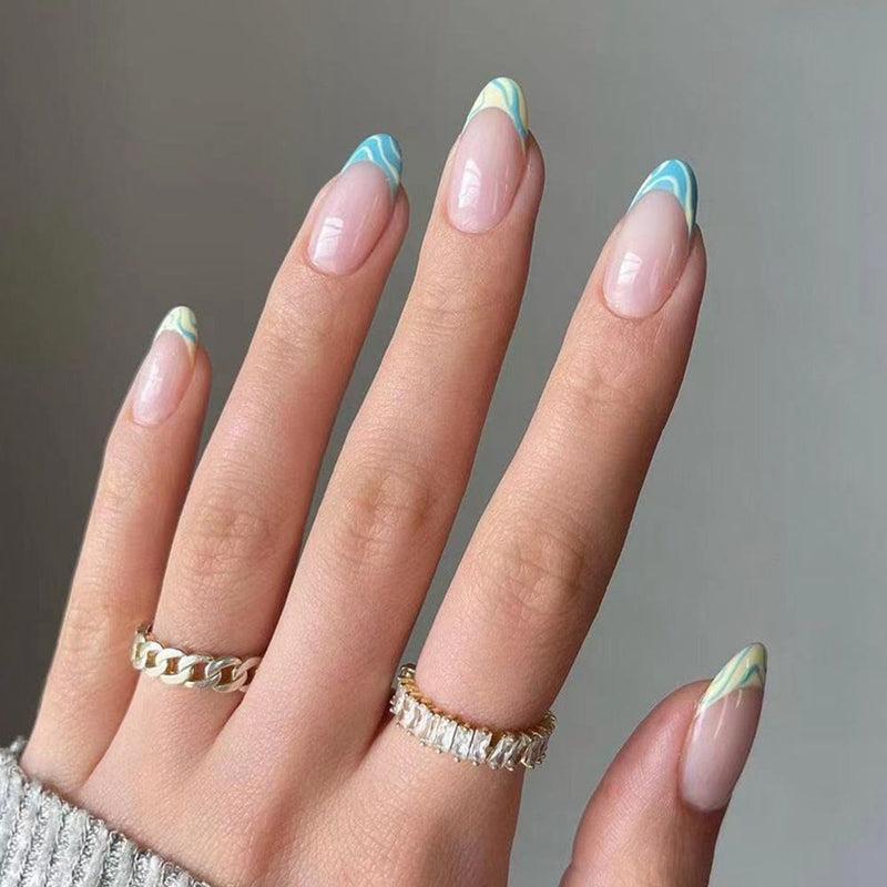 24 Pçs de Cabeça Oval de Unhas Postiças - Rosa Amêndoa. Unhas Falsas Artificiais Com Cola Cobertura Completa.