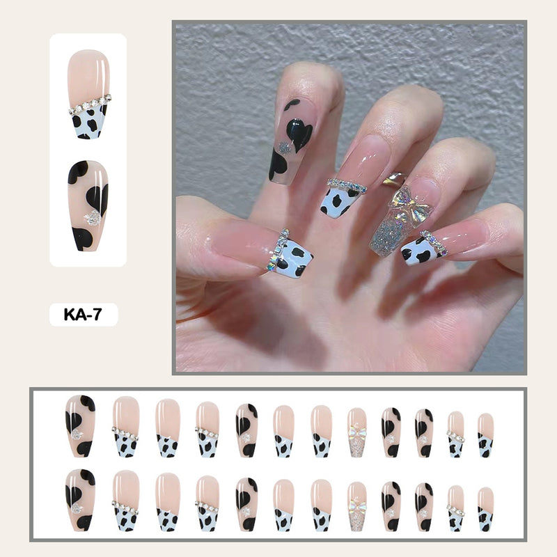 24 pçs/caixa de unhas postiças - Nail Art reutilizáveis - Unhas auto adesivas.