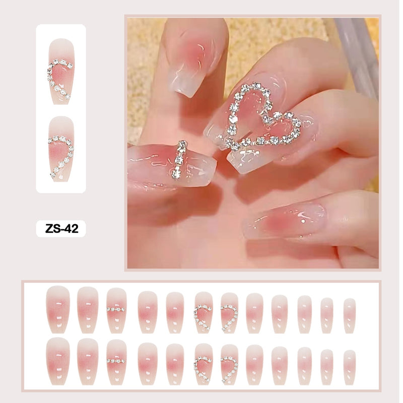 24 pçs/caixa de unhas postiças - Nail Art reutilizáveis - Unhas auto adesivas.