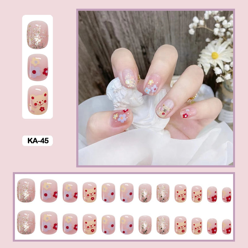 24 pçs/caixa de unhas postiças - Nail Art reutilizáveis - Unhas auto adesivas.