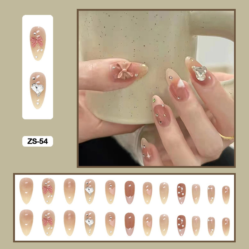 24 pçs/caixa de unhas postiças - Nail Art reutilizáveis - Unhas auto adesivas.