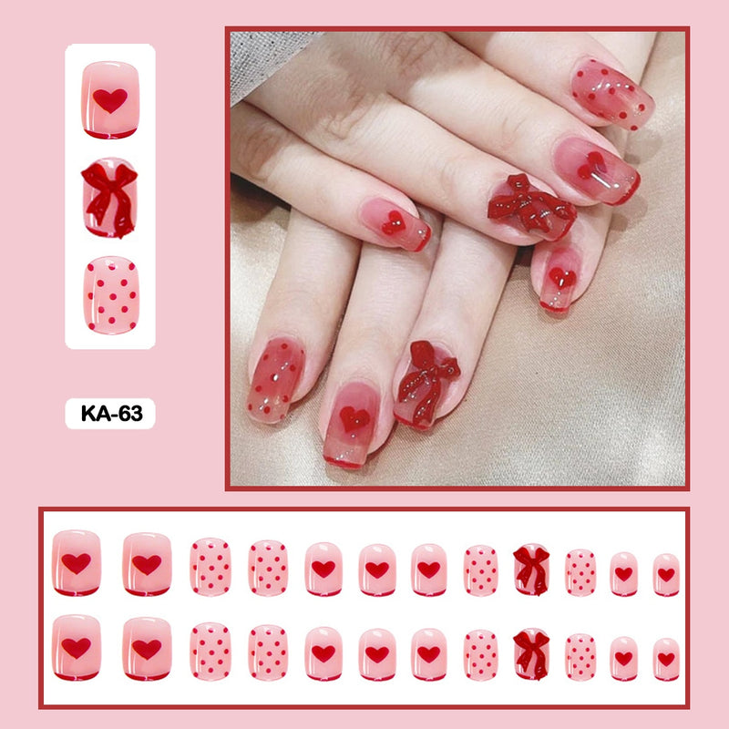 24 pçs/caixa de unhas postiças - Nail Art reutilizáveis - Unhas auto adesivas.