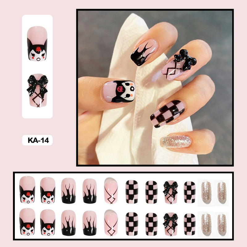 24 pçs/caixa de unhas postiças - Nail Art reutilizáveis - Unhas auto adesivas.