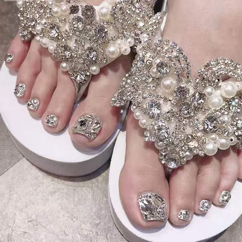 24 peças de unhas postiças roxas para o verão, completas, removíveis, adesivas para unhas dos pés.