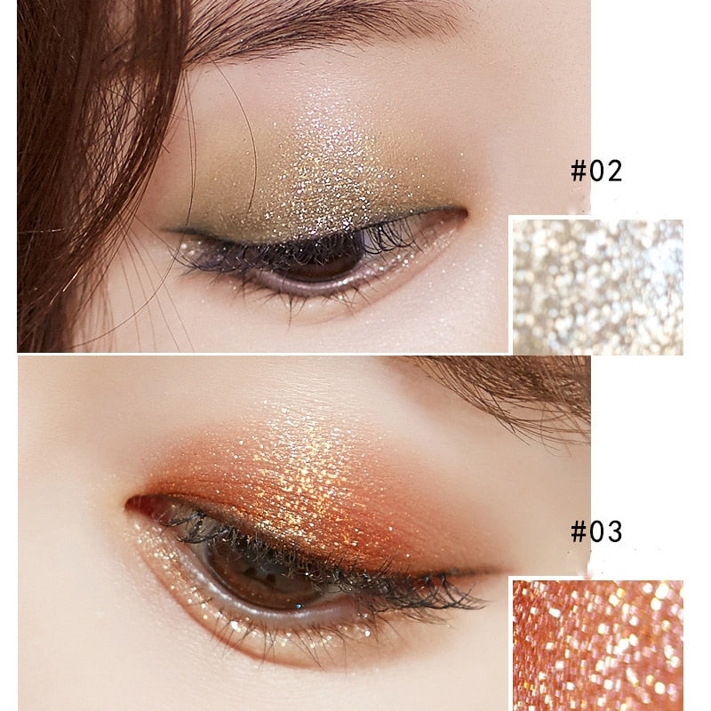 15 Cores Metálicas Brilhantes de Sombras c/ Glitter - Delineador Líquido - Caneta Delineadora de Olhos Pigmento de Maquiagem À Prova D' Água Sombra de Olho Cosmética.